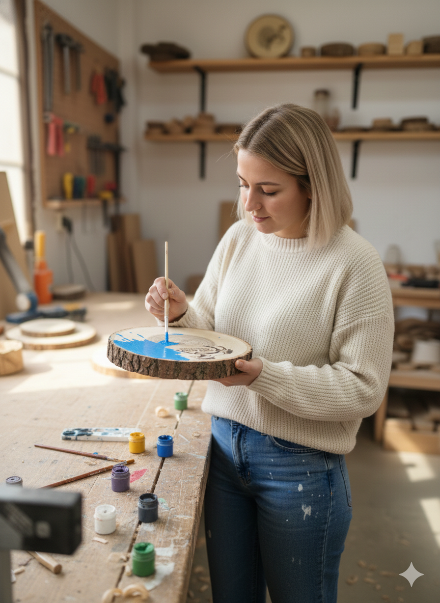 1 Adet Odun Dilimi 23-24 Cm, Ağaç Dilimi Dekoratif Kütük Dilimi