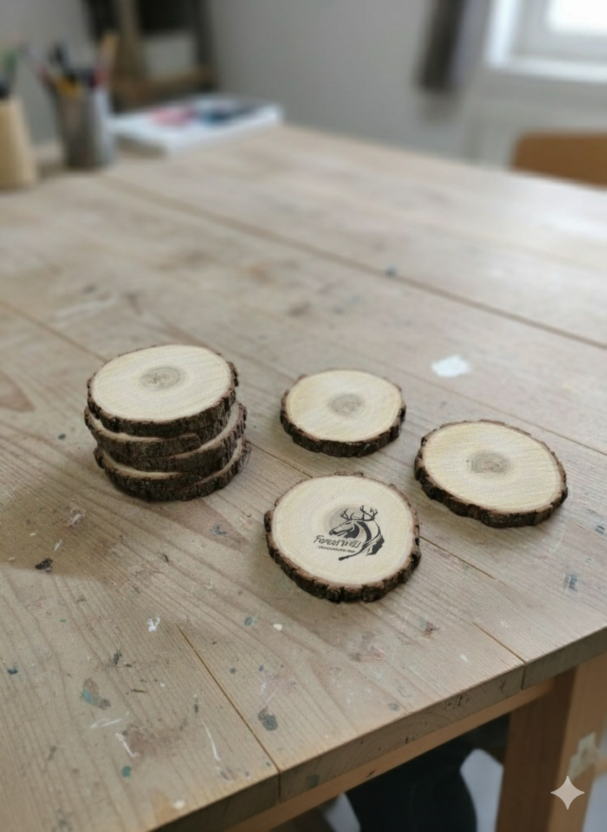 Ağaç Dilimi 5 Adet 12-13 Cm, Kütük Dilimi, Odun Dilimi, Yuvarlak Ağaç, Etkinlik Boyama Ahşap Yakma