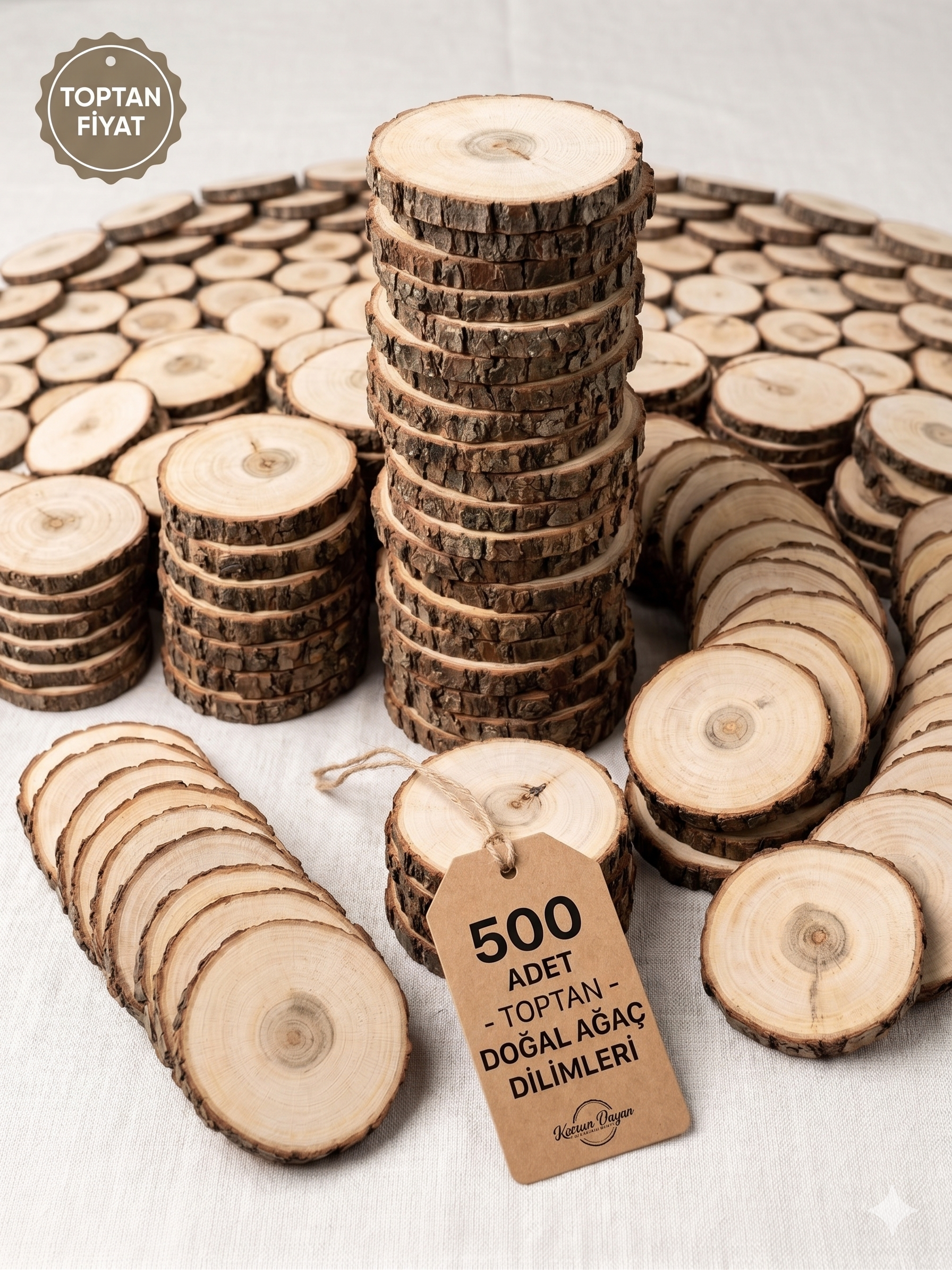 500 Adet 12-13 Cm Odun Dilimi Toptan