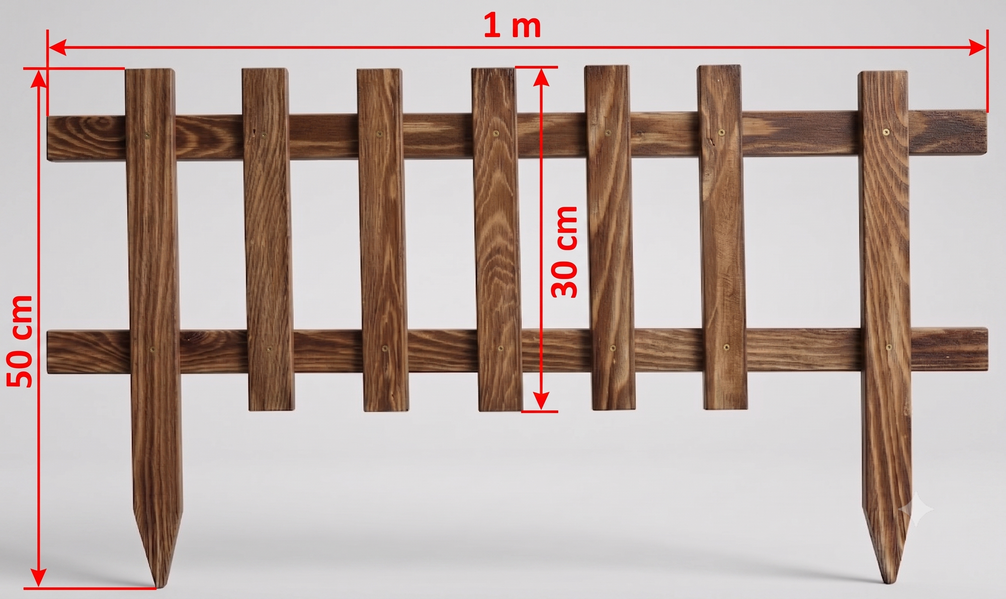 Ahşap Bahçe Çiti 1 Metre 1 Adet, Bahçe İçin Ahşap Çit, Çim Kenarlığı