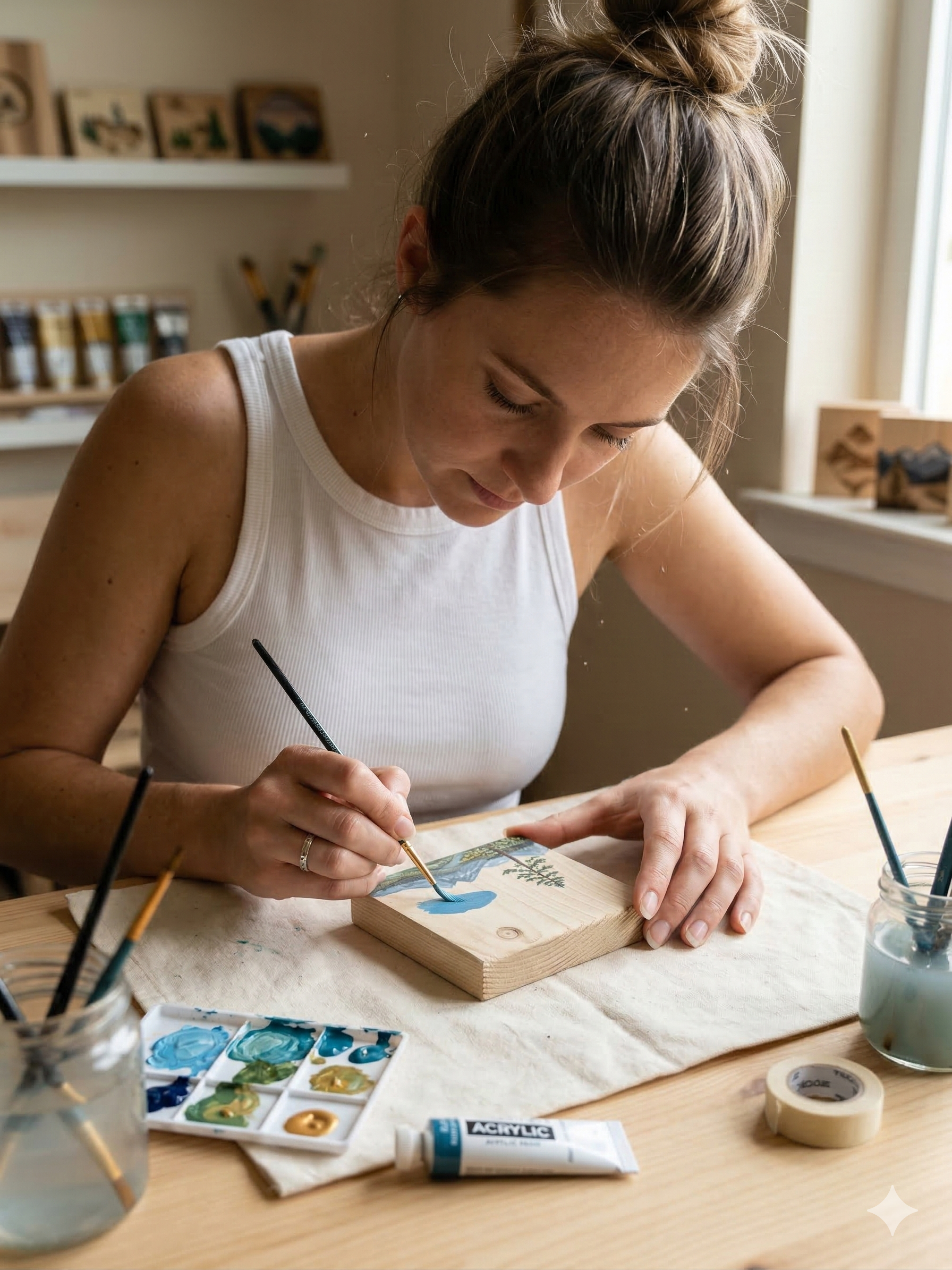 10x10 Cm Kare Ahşap Blok, Ahşap Levha, Ahşap Boyama Yakma İçin Uygun