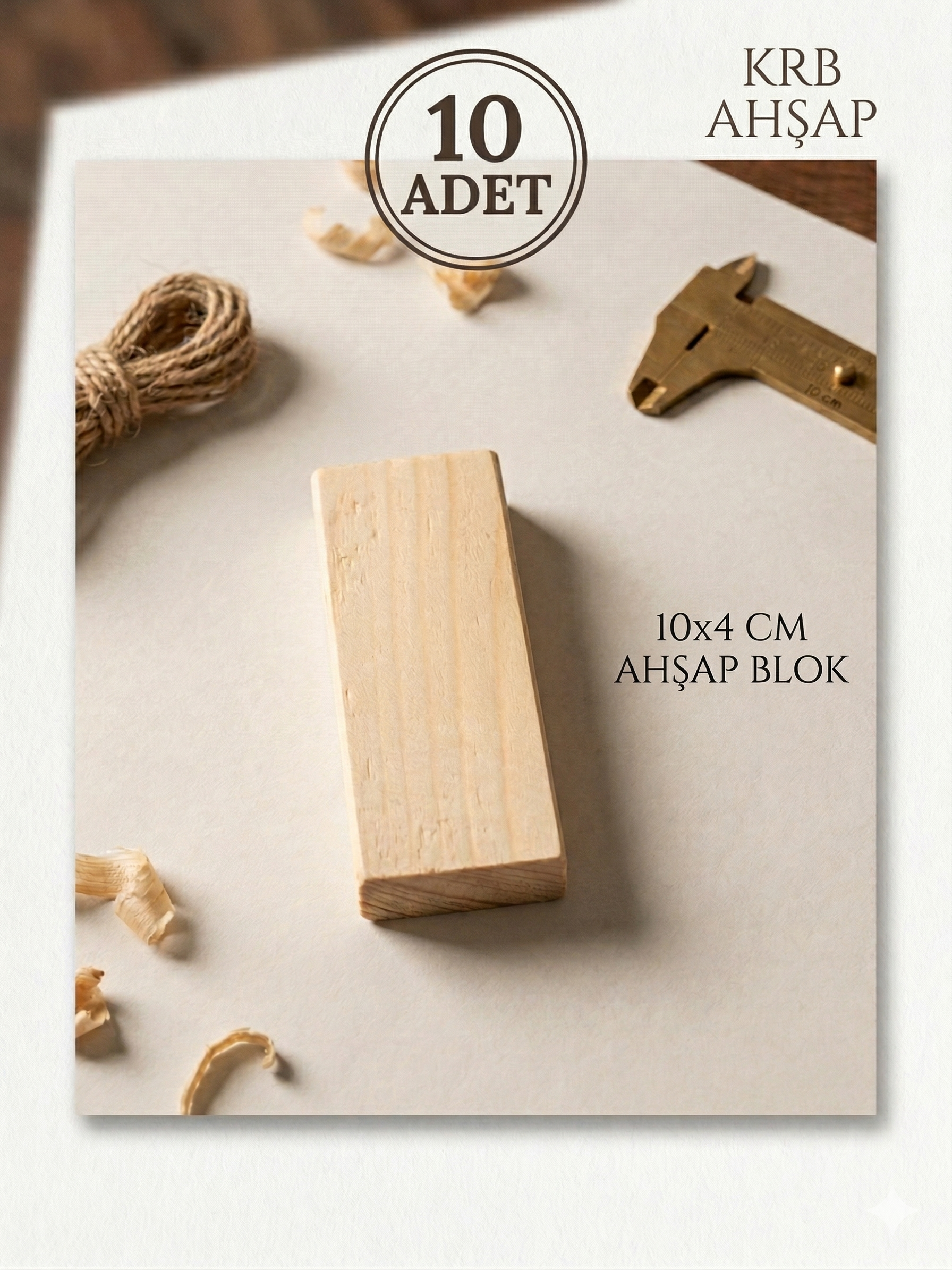 10 Parça Masif Ahşap Blok Seti (10x4 cm) - DIY El Sanatları ve Hobi İçin