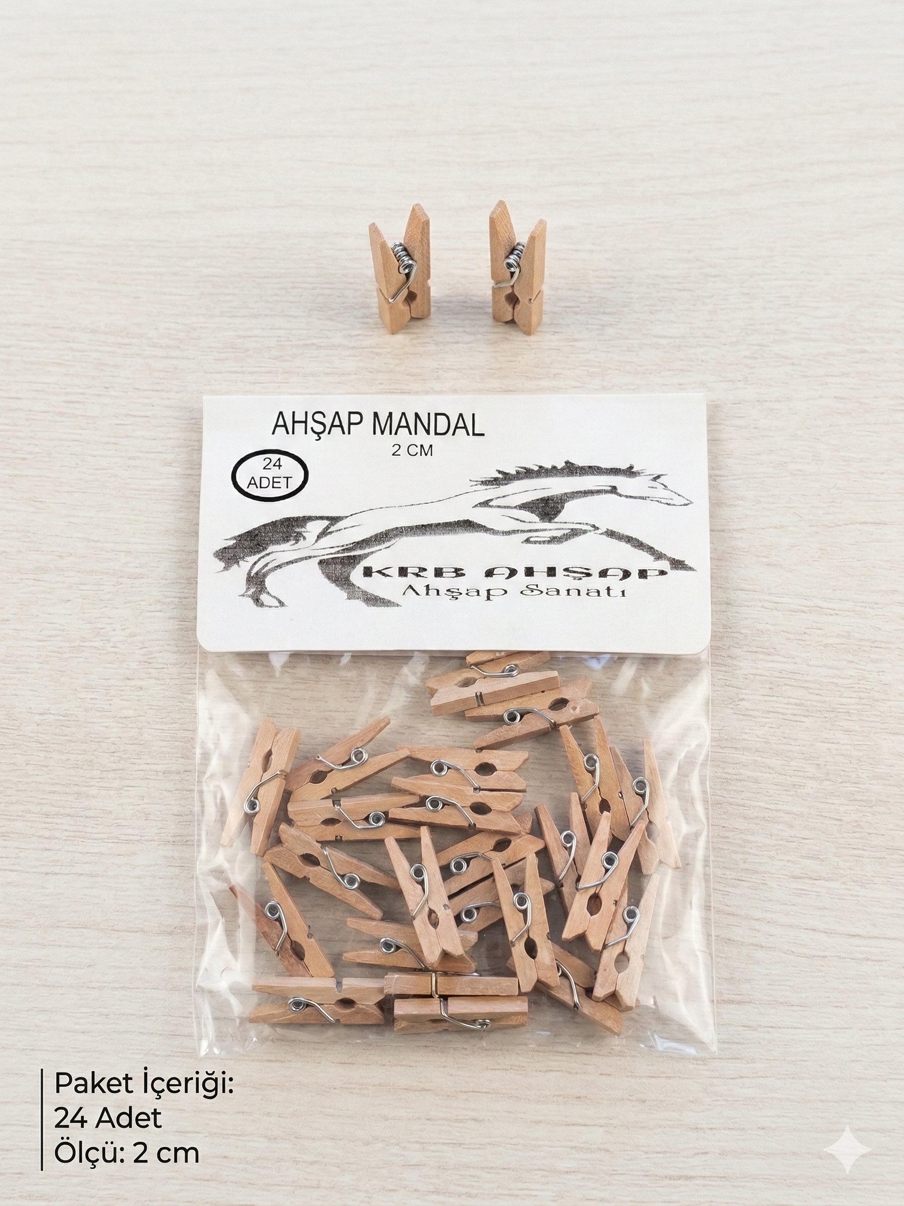 Ahşap Mini Mandal, Ahşap Mandal, Fotoğraf Tutucu 24 Adet