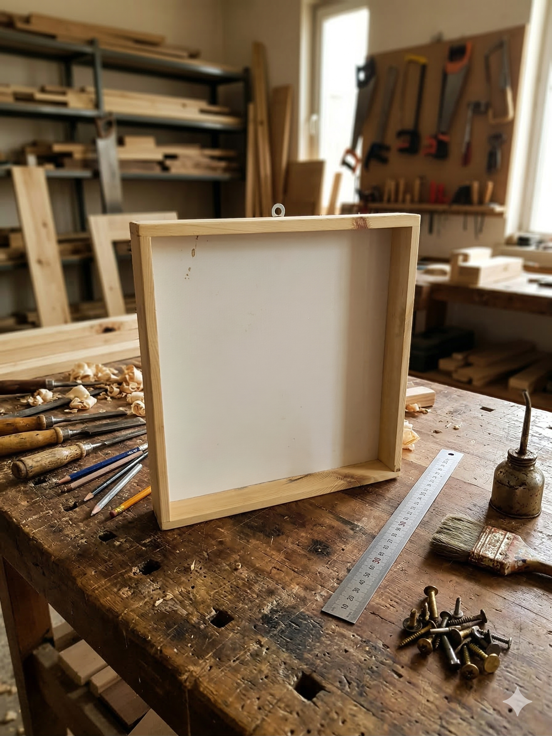 Ahşap Pano 30x30 Cm, Ham Ahşap Boyanabilir Pano, Ahşap Çerçeve