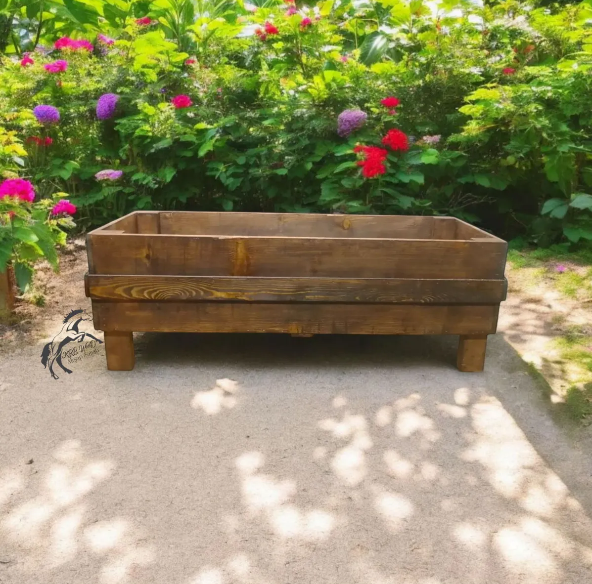 Ahşap Ayaklı Saksı, İç Ve Dış Mekan Uyumlu Büyük Saksı, Derin Uzun Saksı, Çiçek Saksısı