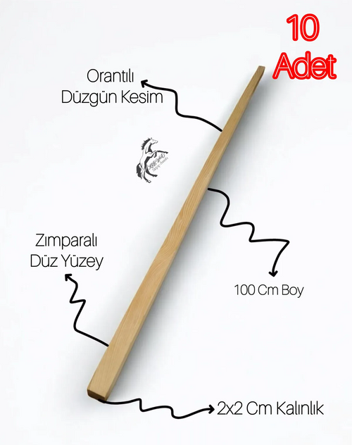 10 Adet Ahşap Çıta, Zımparalı Tahta, Tahta Çıta, 1 Metre Ahşap Tahta Bitki Destek Çubuğu