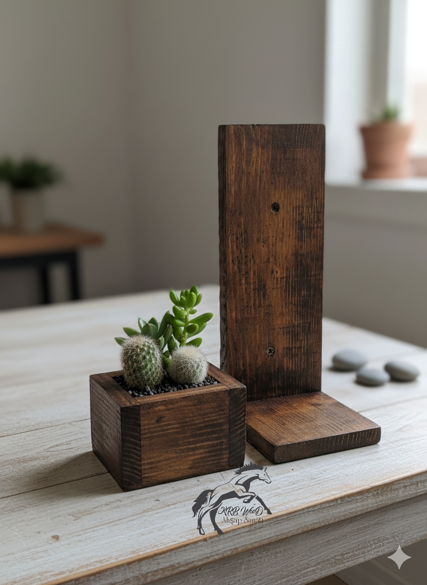 Ahşap Saksı, Kaktüs Ve Sukulentler İçin Duvar Rafı Ve Mini Saksı, Dekoratif Saksı, Çiçek Saksısı