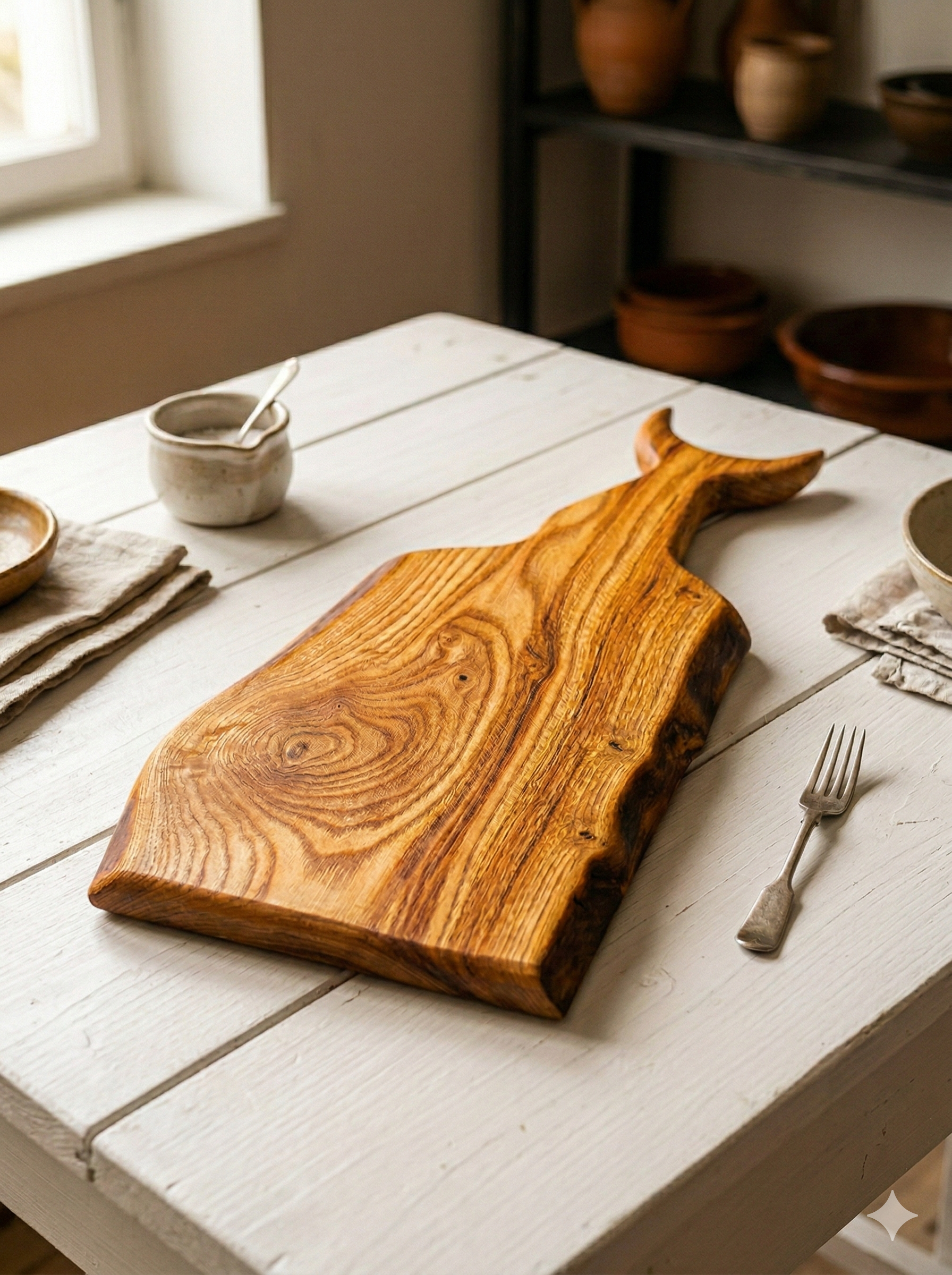 Ahşap Kesme Tahtası, Doğal El Yapımı, Spatula Hediyeli