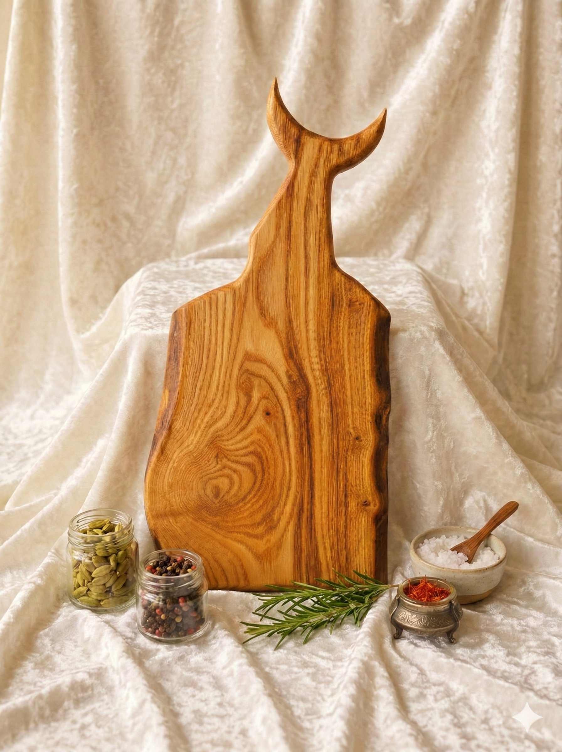 Ahşap Kesme Tahtası, Doğal El Yapımı, Spatula Hediyeli