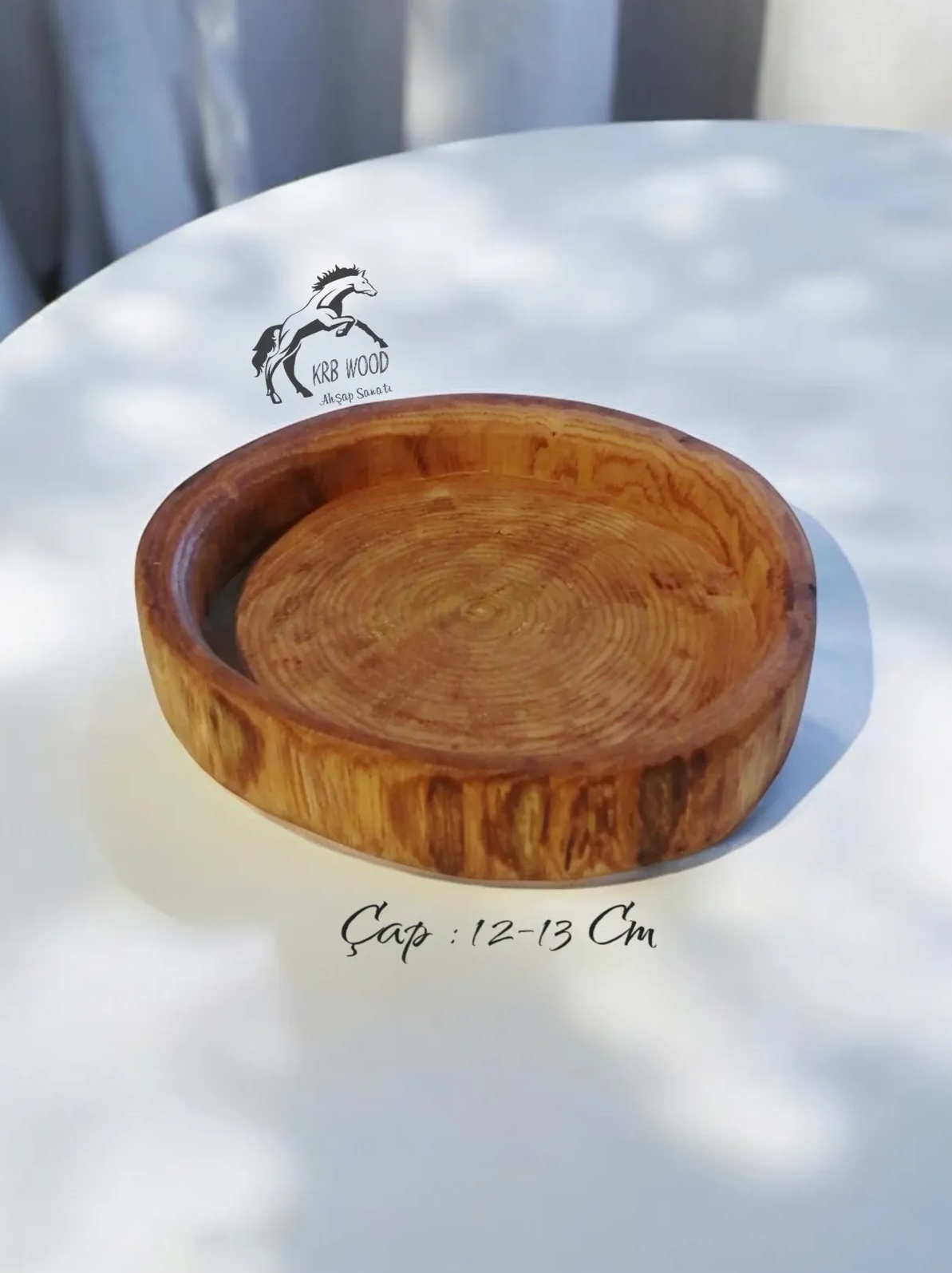 Çerezlik Kase, Ahşap Tabak, 12-13 Cm Rustik Doğal Kase, Kahvaltı Kasesi, Ahşap Kase