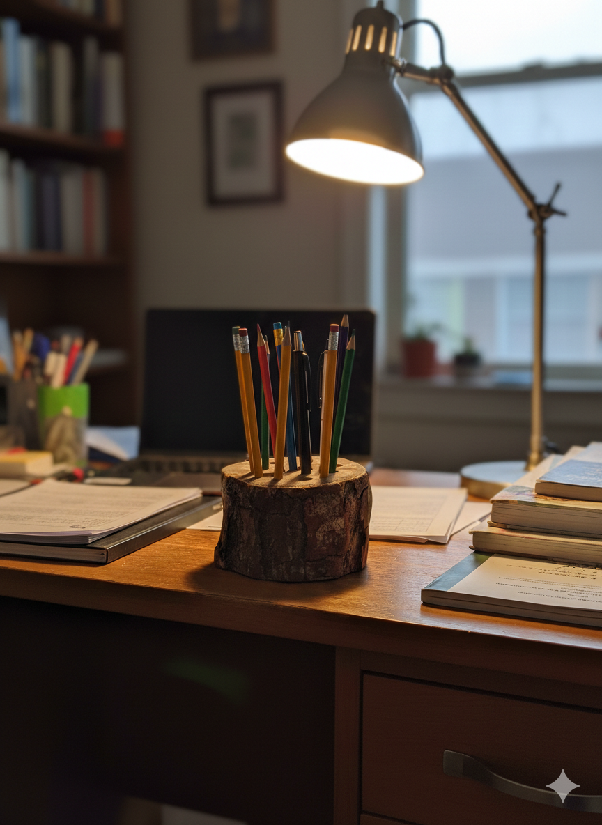 Kalemlik, Kütük Kalemlik, Fırça Tutucu, Fırçalık, Kalem Kutusu