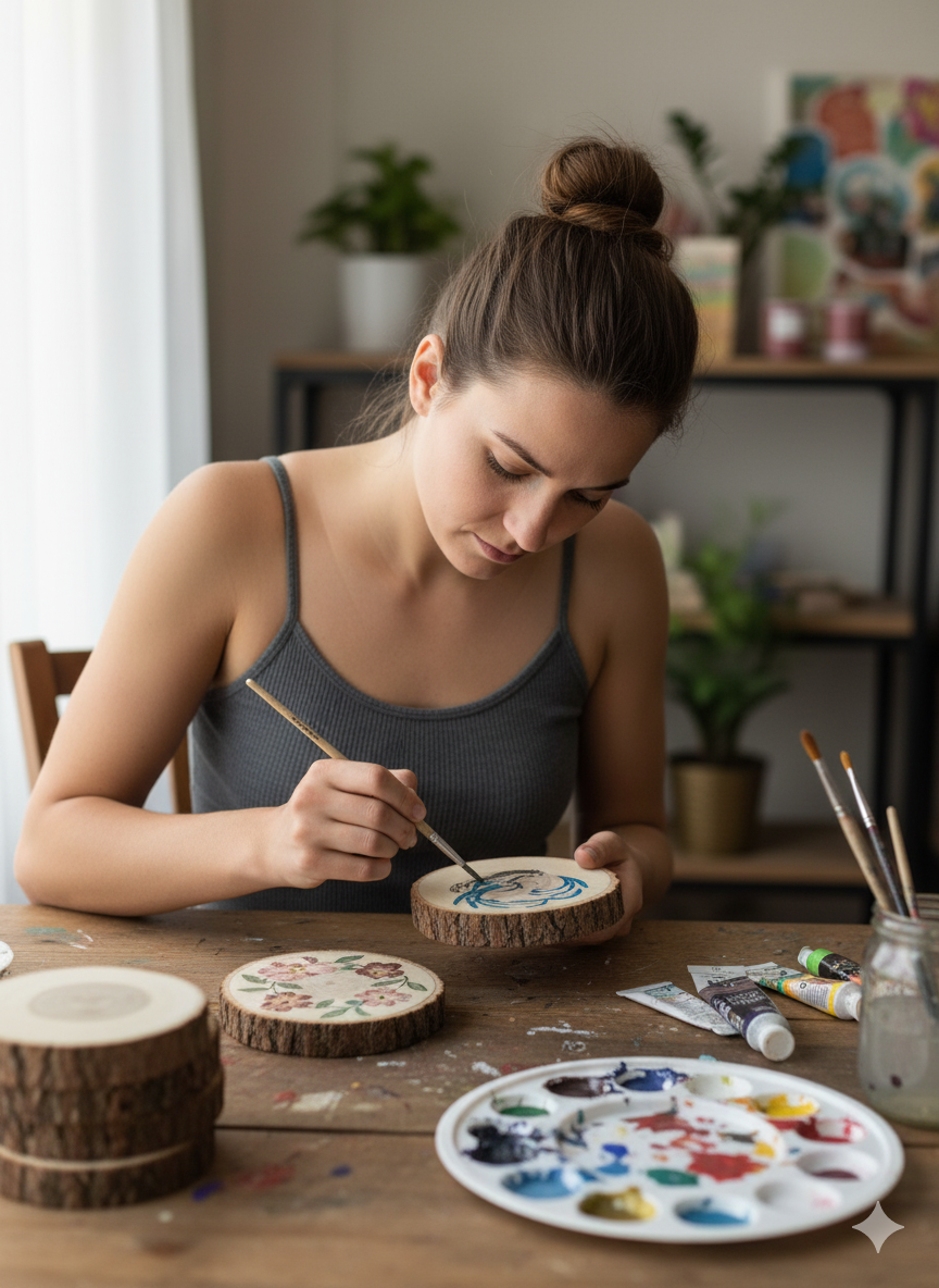 Ağaç Dilimi 5 Adet 12-13 Cm, Kütük Dilimi, Odun Dilimi, Yuvarlak Ağaç, Etkinlik Boyama Ahşap Yakma