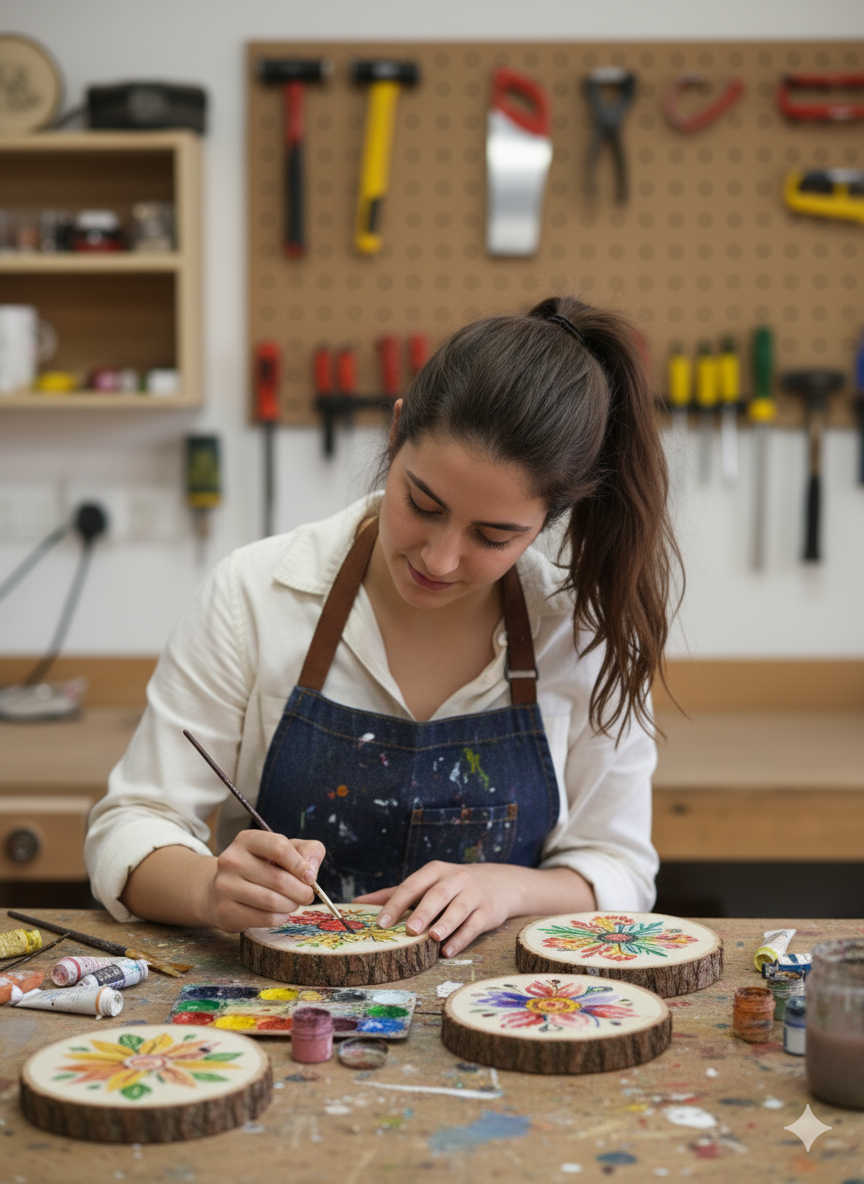 Ağaç Dilimi 5 Adet 12-13 Cm, Kütük Dilimi, Odun Dilimi, Yuvarlak Ağaç, Etkinlik Boyama Ahşap Yakma