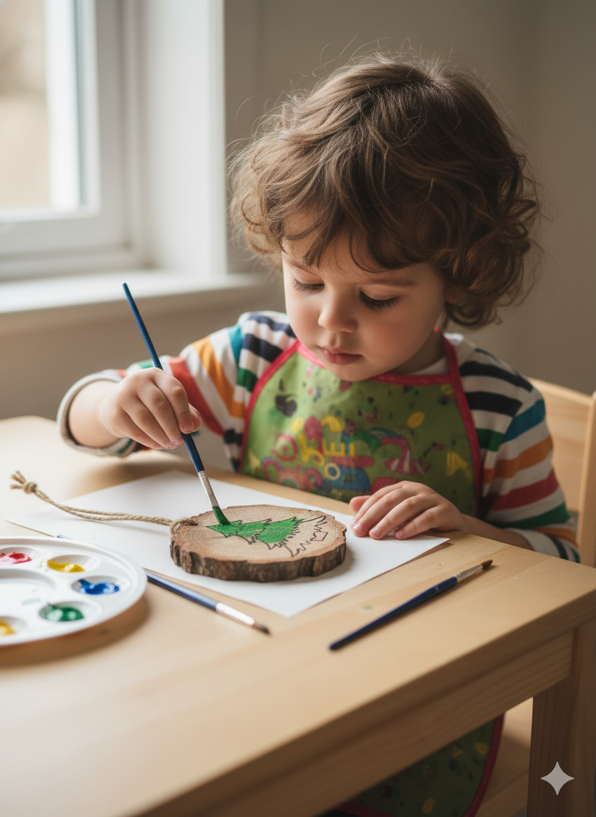 Boyama İçin 5 Adet Odun Dilimi, 9-10 Cm Çam Ağacı Lazer İşlemeli, Etkinlik Hobi Ağaç Dilimi