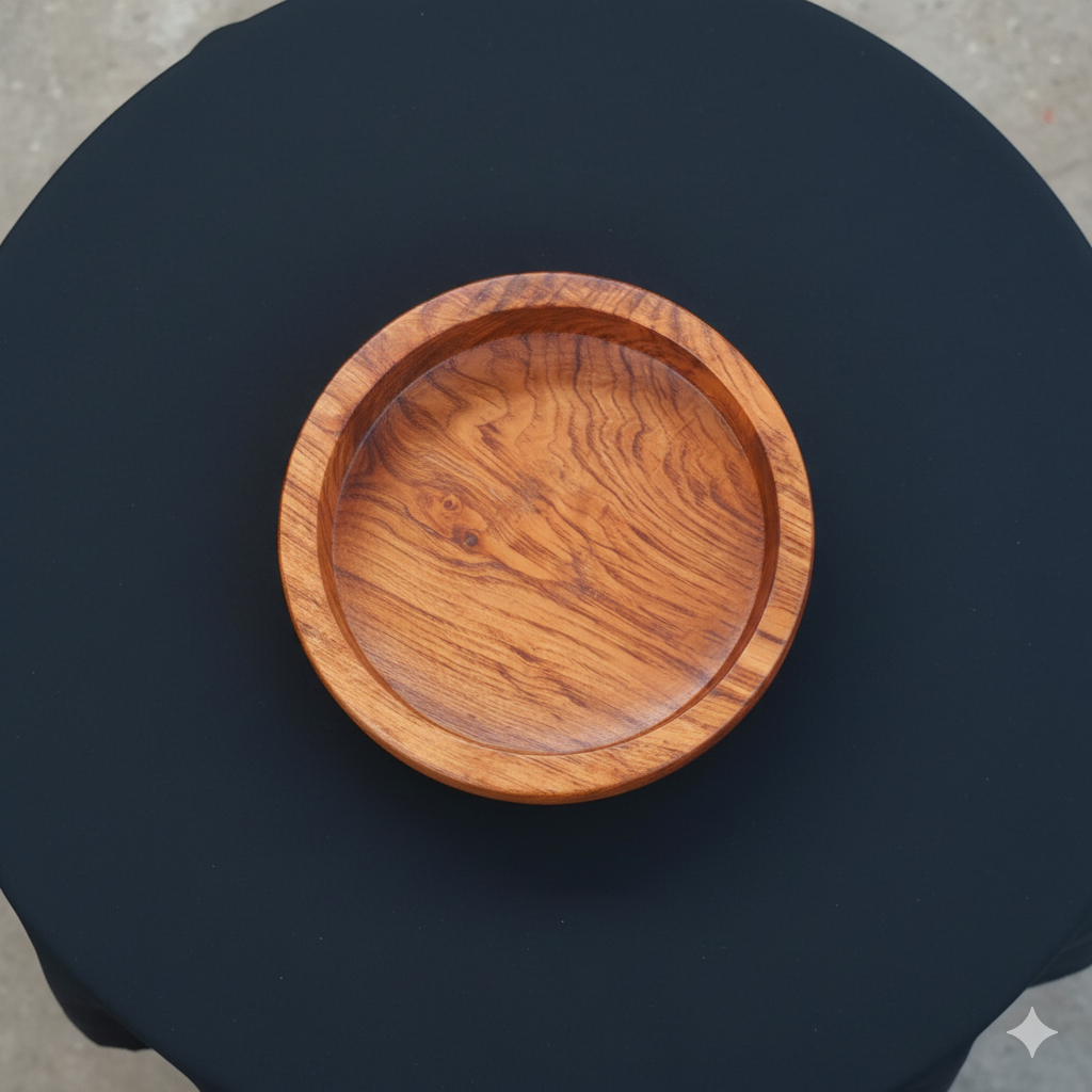 Ahşap Kase 25 Cm Salata Kasesi Çerezlik Dekoratif Doğal