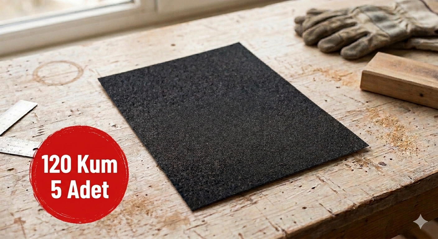 5 Adet Zımpara Kağıdı 120 Kum, Ahşap Zımparası, Yaprak Zımpara