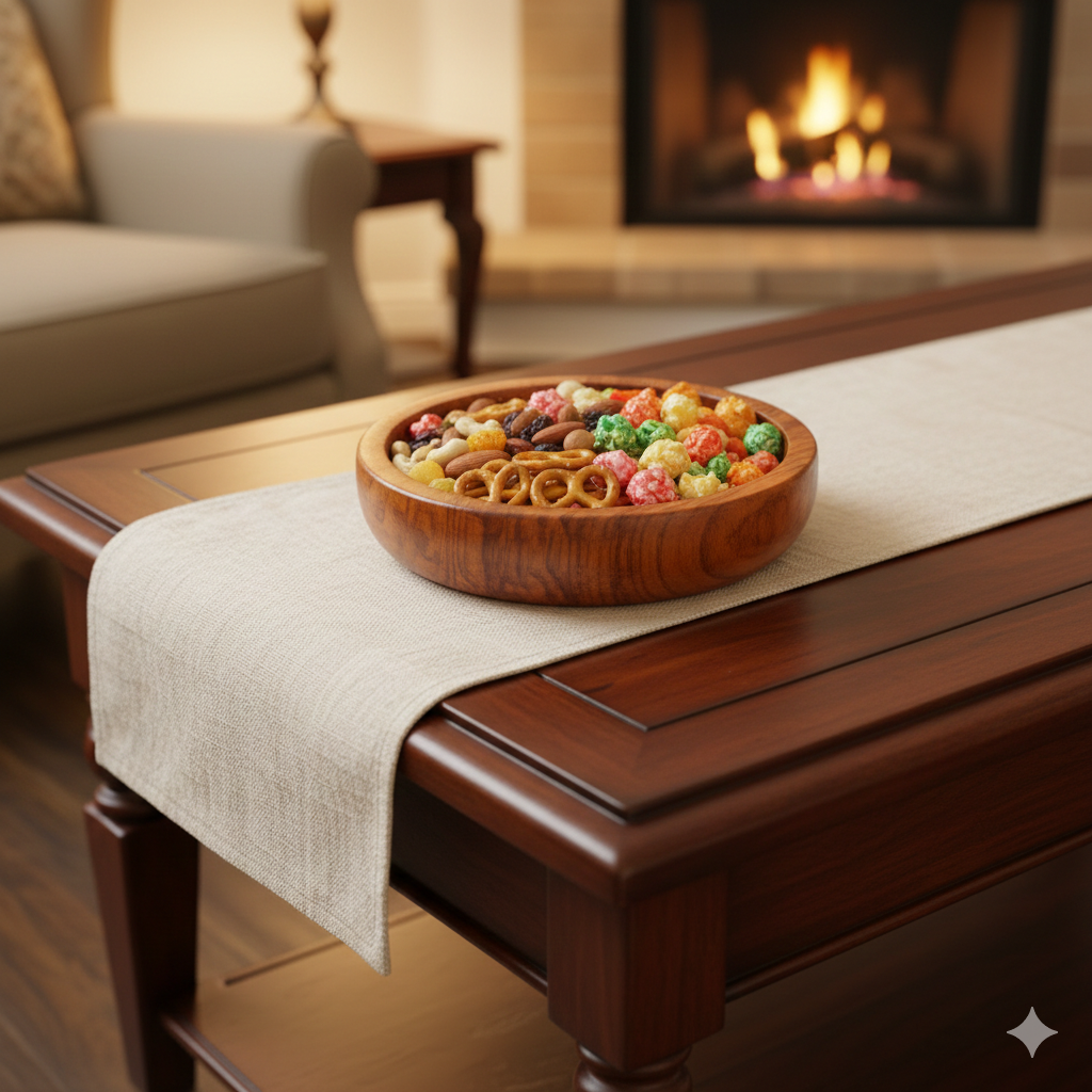 Ahşap Kase 25 Cm Salata Kasesi Çerezlik Dekoratif Doğal