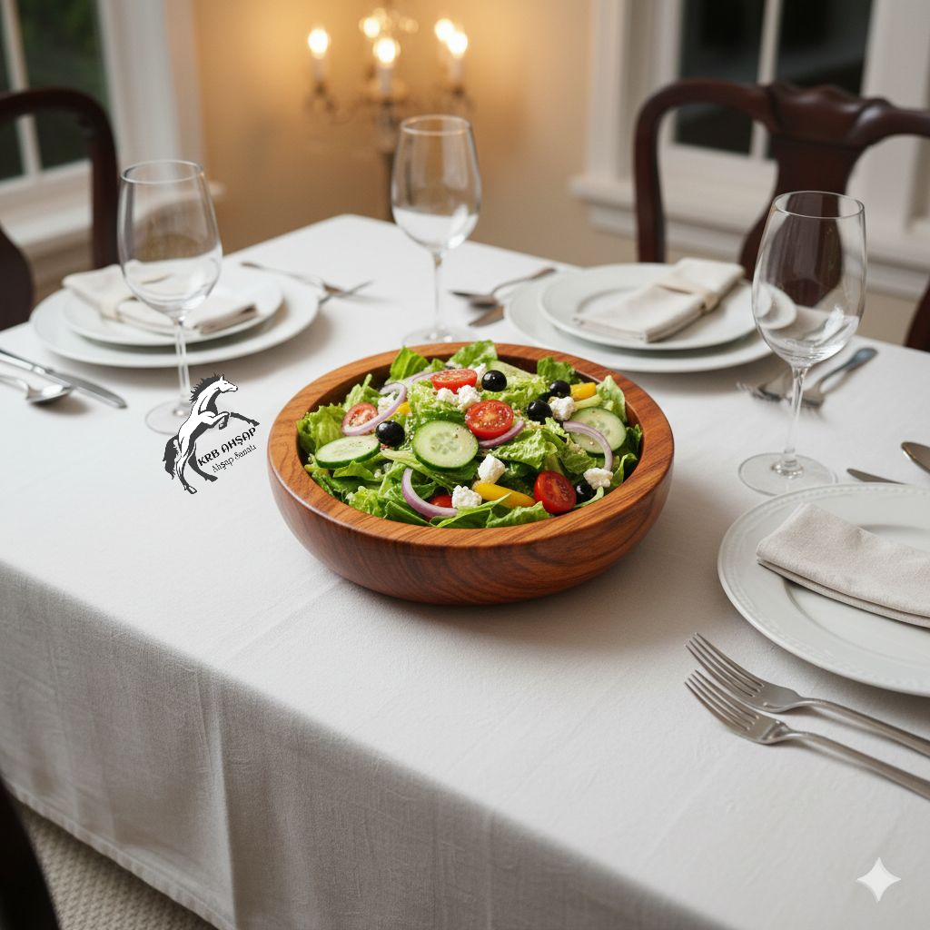 Ahşap Kase 25 Cm Salata Kasesi Çerezlik Dekoratif Doğal