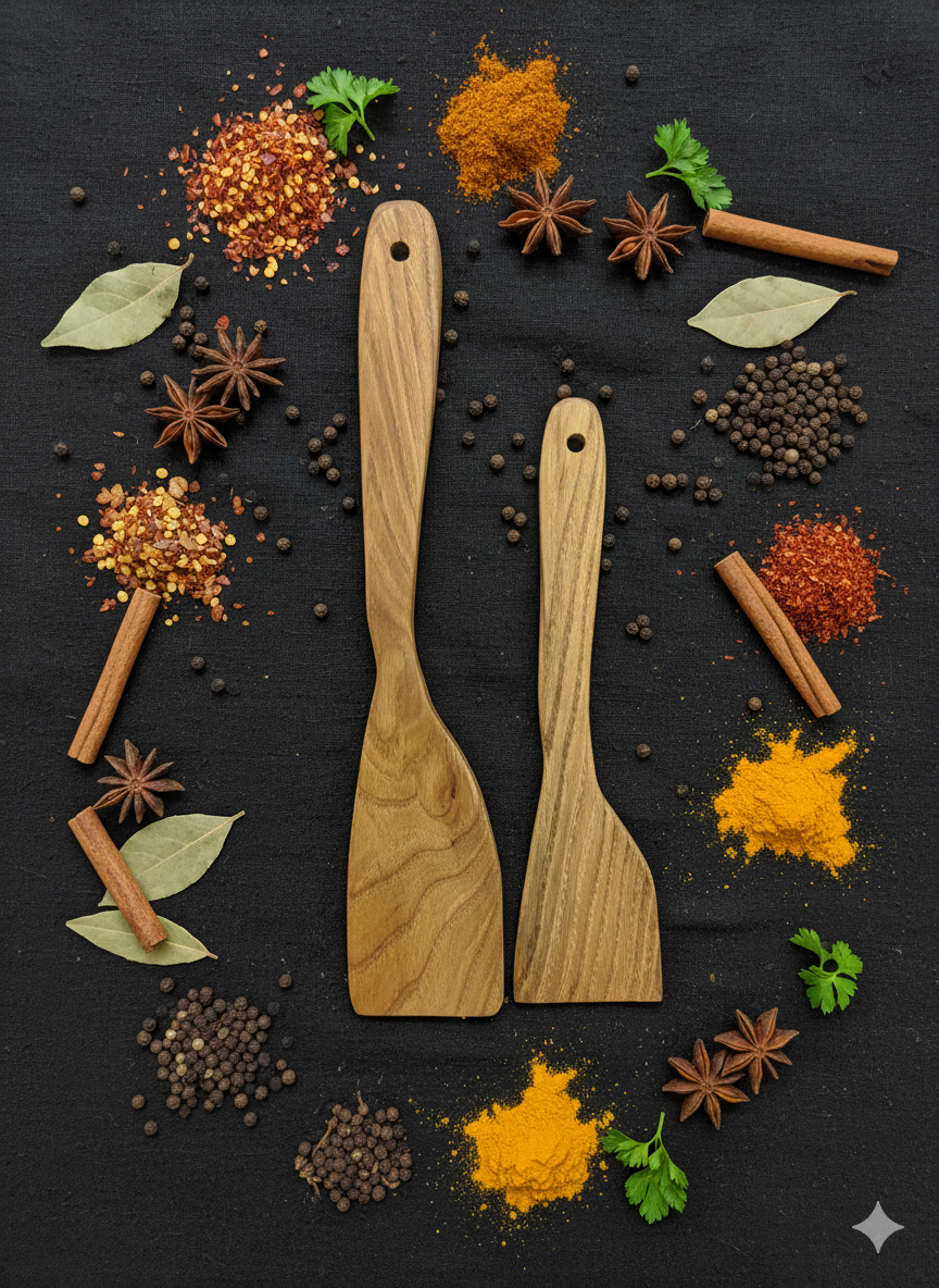 Ahşap Spatula, 2 Adet El Yapımı Doğal Spatula Seti