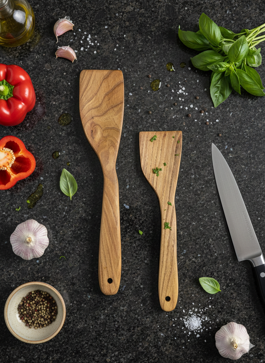 Ahşap Spatula, 2 Adet El Yapımı Doğal Spatula Seti