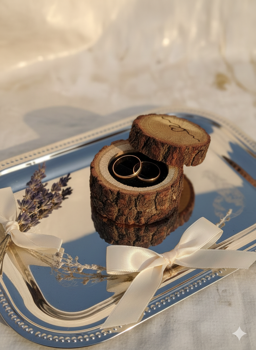 Dekoratif Takı Kutusu, Küpe Kutusu, Yüzük Kutusu, Söz Nişan Yüzüğü İçin Ahşap Kutu