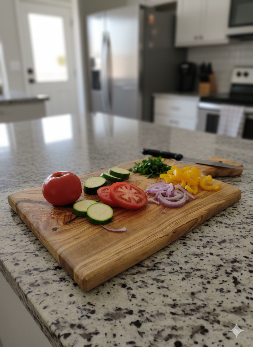 Zeytin Ağacı Kulplu Kesme Tahtası, Kulplu Sunum Tahtası, Doğal Zeytin Sunumluk